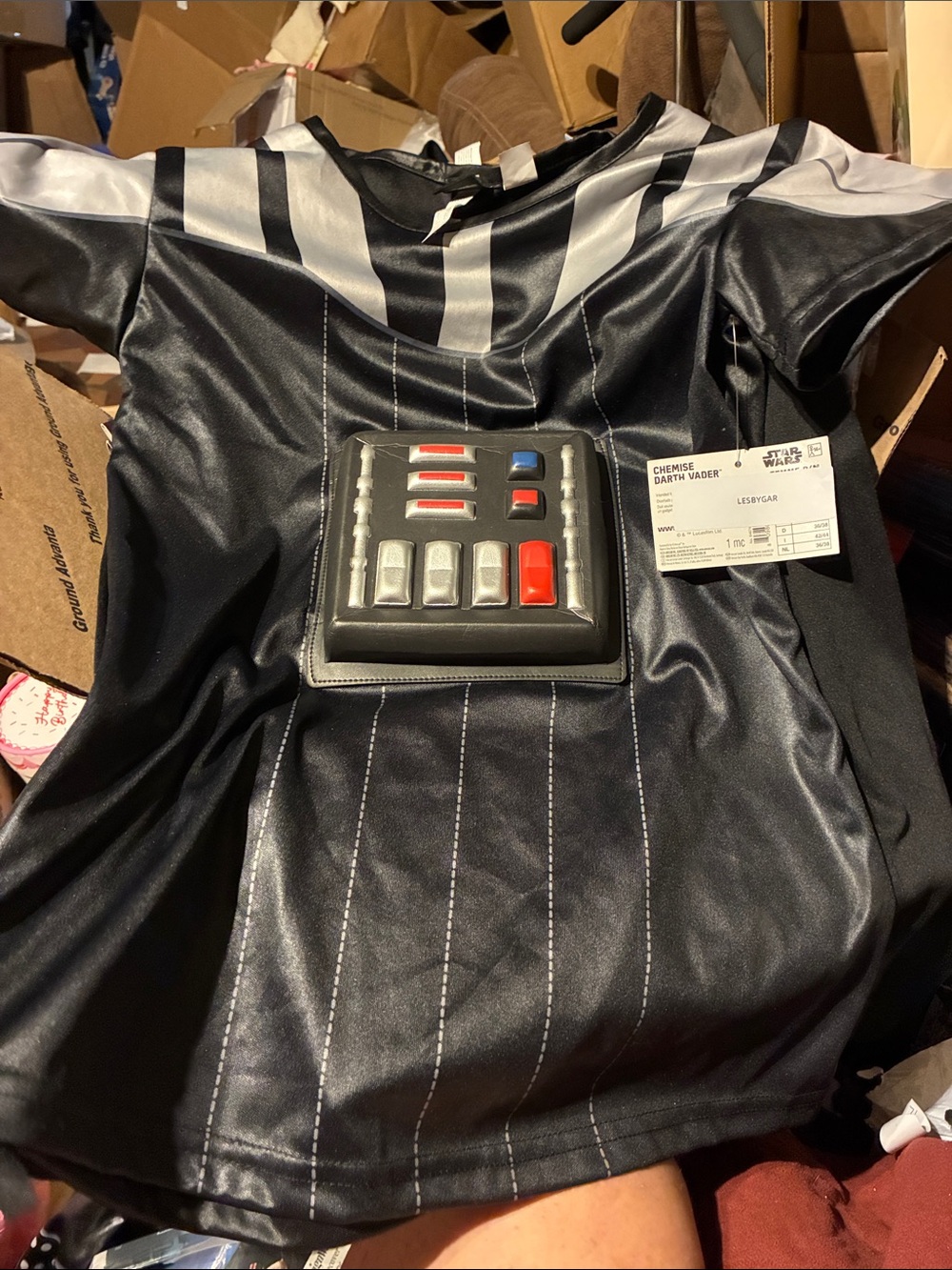 Ladies Star Wars Black Darth Vader Costume Top with Silver and Red Accents
